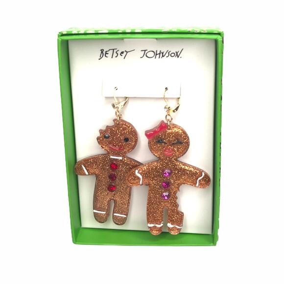 Betsey Johnson Gingerbread Man and Woman Earrings - Picture 5 of 5